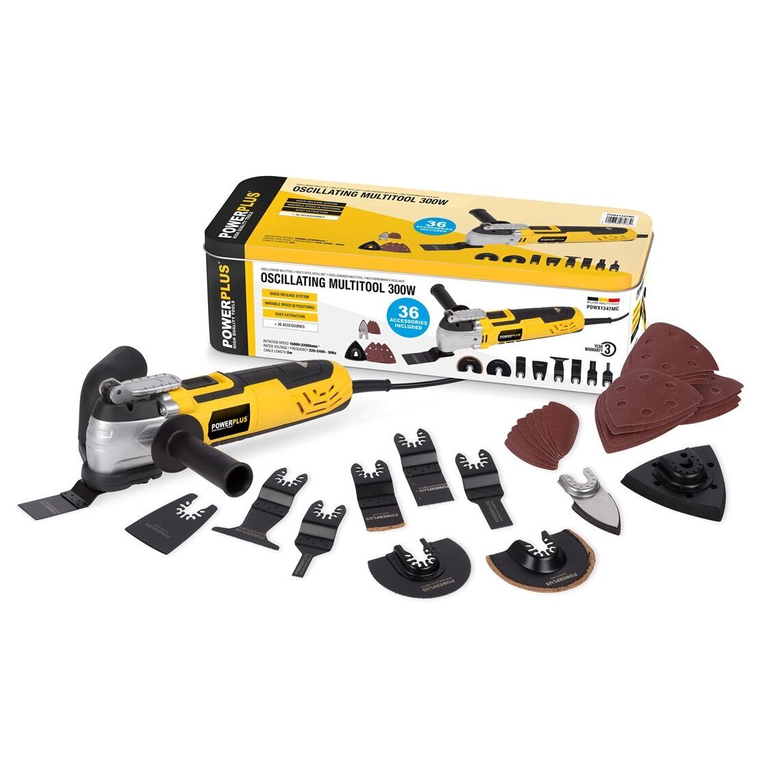 Unealta multifunctionala Powerplus POWX1347MC, 300W, 22000RPM, 36 Accesorii - imagine 14