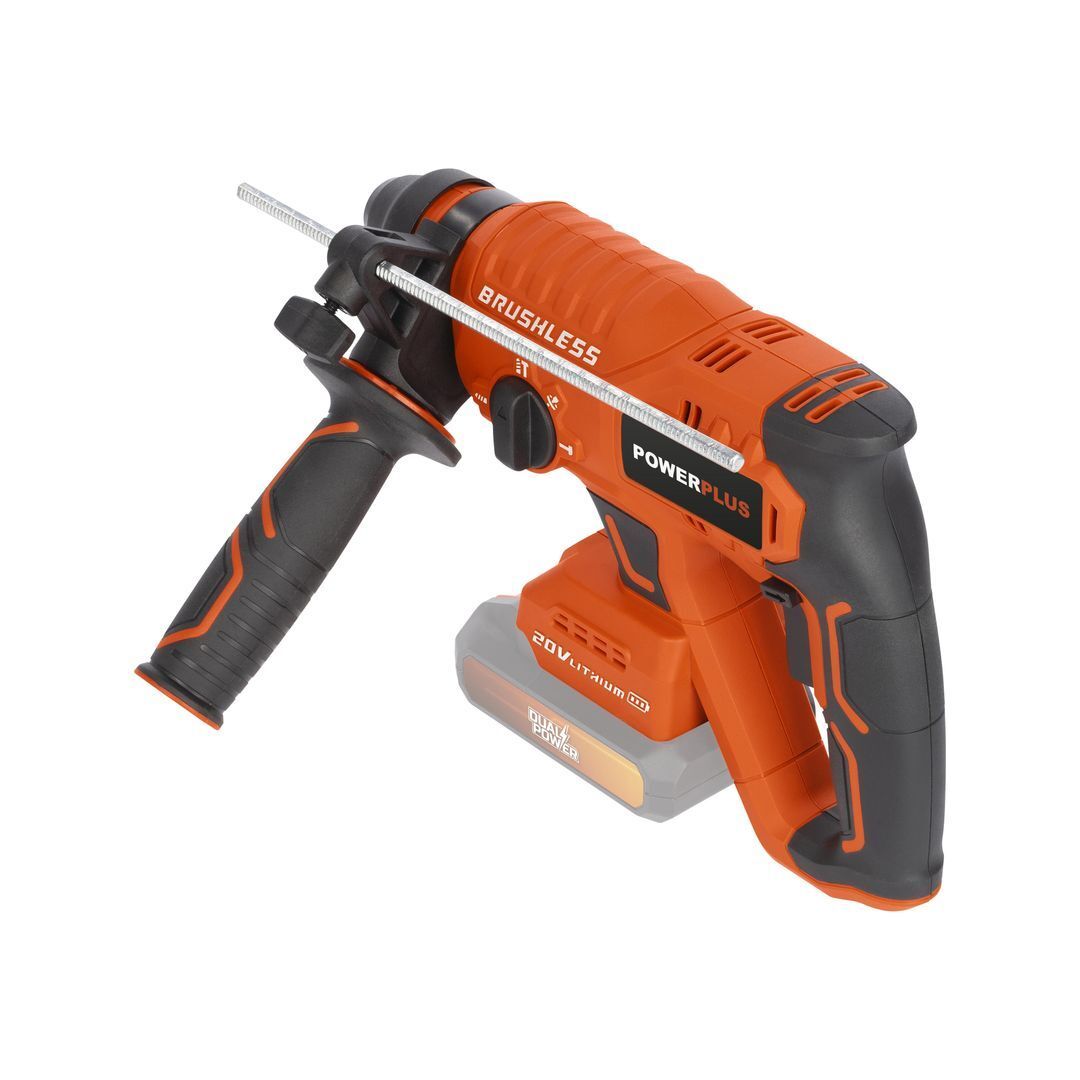 Masina de gaurit cu percutie (rotopercutanta) pe acumulatori, Powerplus POWDP15630, fara perii, 20V, 3j, 3 burghie, dalta si spit, nu contine acumulator si incarcator - imagine 5